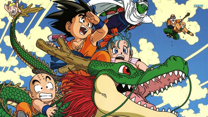 Dragon Ball Z characters riding Shenron