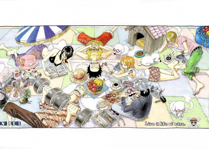 One Piece characters having a picnic