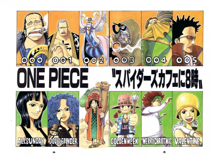 One Piece characters Crocodile, Nico Robin, Monkey D. Luffy, and others