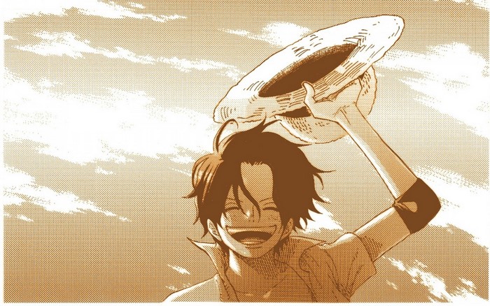 Portgas D. Ace from One Piece holding his straw hat