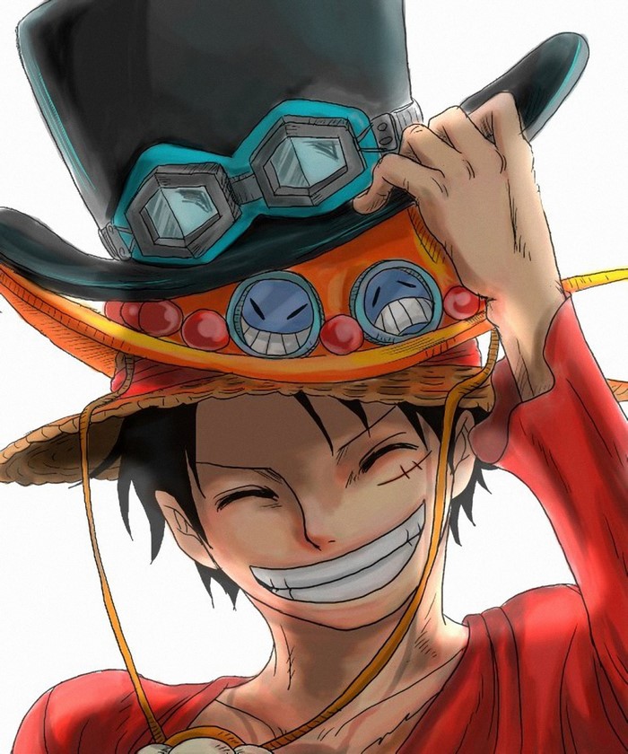 Monkey D. Luffy from One Piece wearing hats