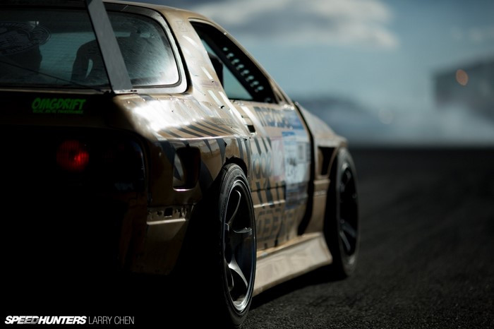 Mazda RX-7 drift car on a track