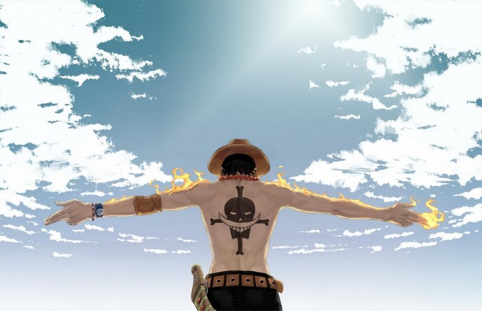 Portgas D. Ace from One Piece with flames