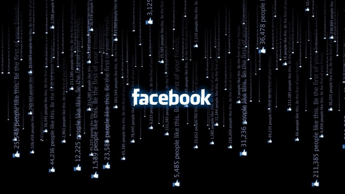 Facebook logo with social media statistics