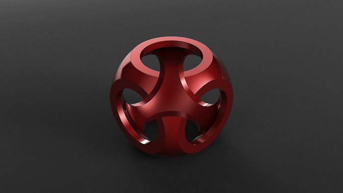 Red abstract geometric sphere on a dark background