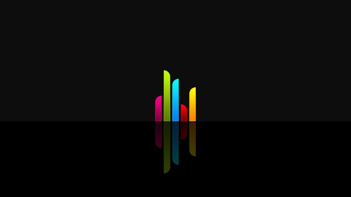 Abstract colorful shapes on black background