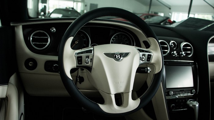 Bentley Continental GT car interior with steering wheel