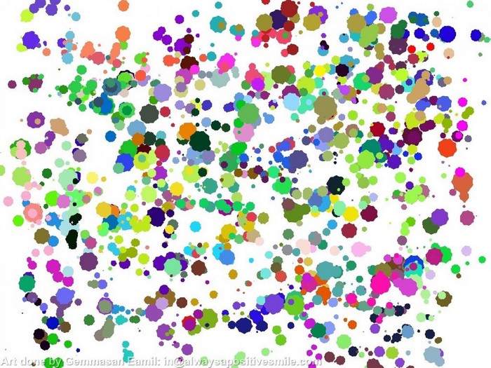 Colorful paint splatters on a white background
