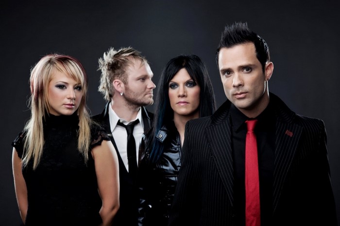 Skillet band members Jen Ledger, John Cooper, Korey Cooper, Ben Kasica