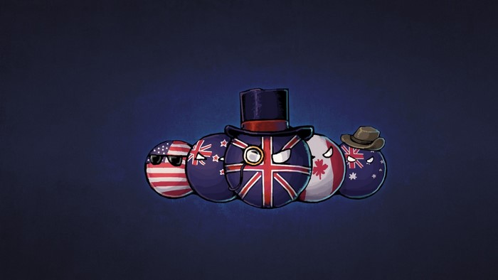 Countryballs of USA, UK, Canada, Australia, New Zealand