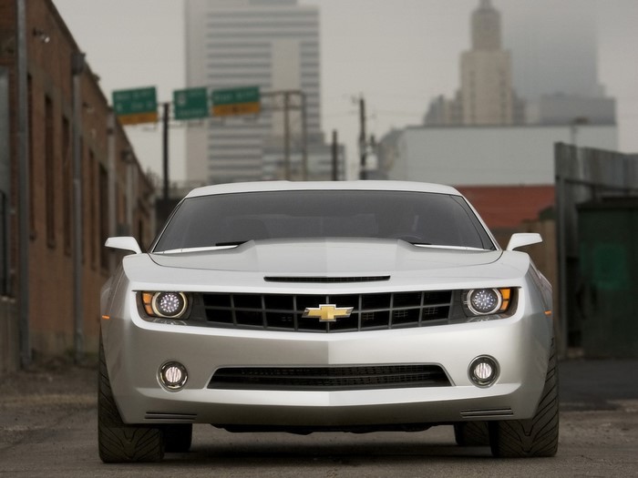 Silver Chevrolet Camaro parked on a street