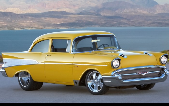 Yellow 1957 Chevrolet Bel Air Sedan