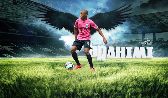 Yacine Brahimi with wings in stadium