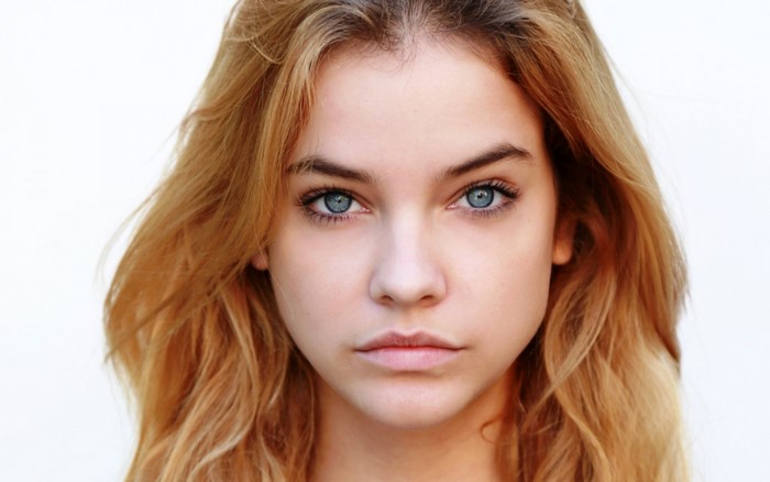 Barbara Palvin Close-Up Portrait with Blue Eyes