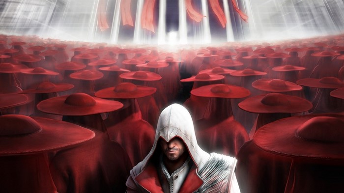 Ezio Auditore da Firenze from Assassin's Creed in a crowd