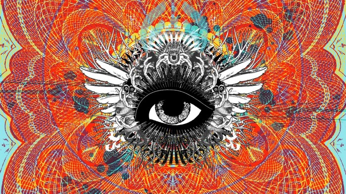 Psychedelic Eye and Fractal Pattern Illustration