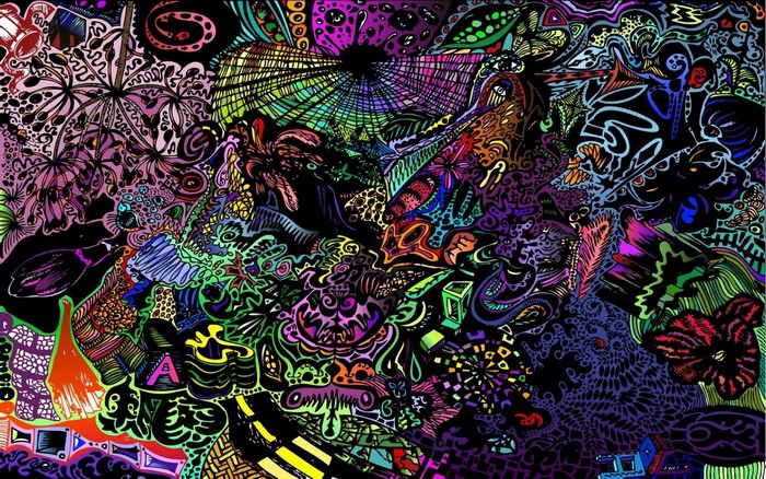 Psychedelic Abstract Illustration with Fractal Patterns