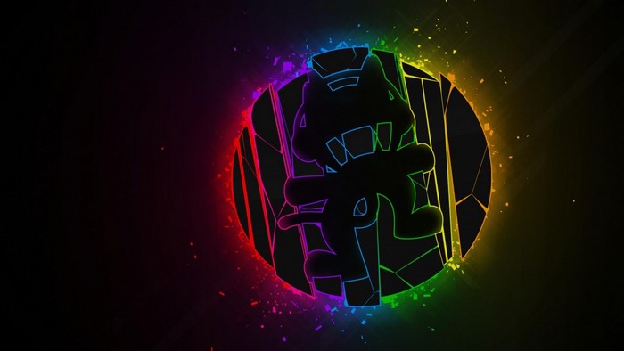 Monstercat logo with rainbow light effect