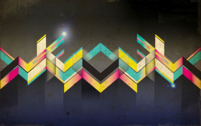 Abstract geometric shapes with neon colors