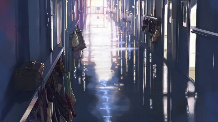 Hallway with bags and reflections