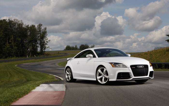 White Audi TT RS on a Race Track