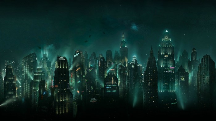 BioShock Rapture cityscape at night