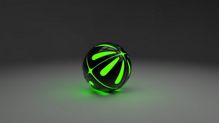 Black sphere with glowing green lines
