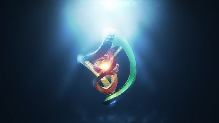 Abstract DNA helix with bright light