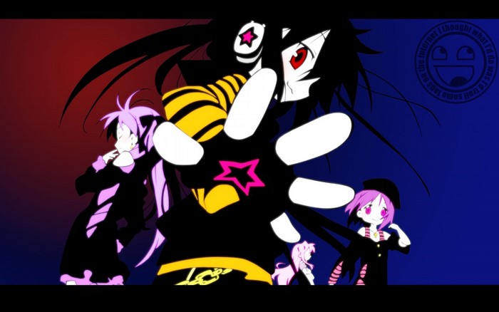 Anime characters with black and pink hair