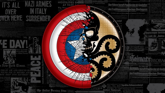 Captain America's Shield Cracked with Hydra Symbol