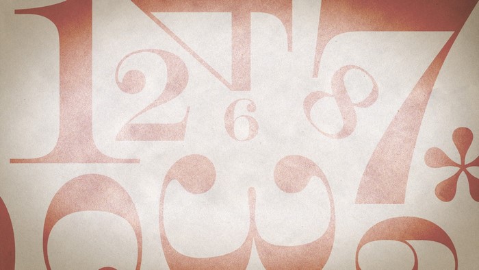 Pink numbers on a textured background