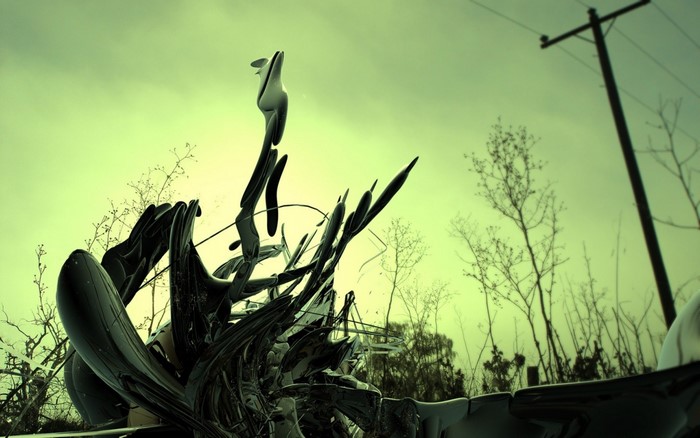 Abstract digital art with a power pole