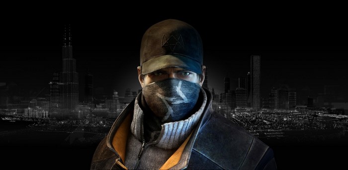 Aiden Pearce from Watch Dogs in a city at night
