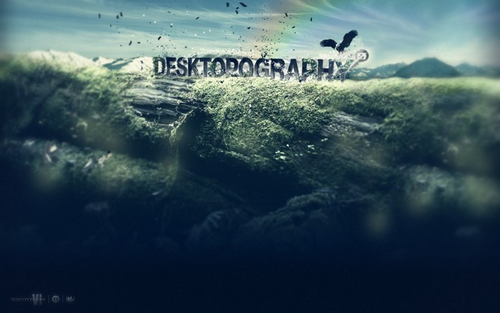 Desktopography digital art landscape with eagle