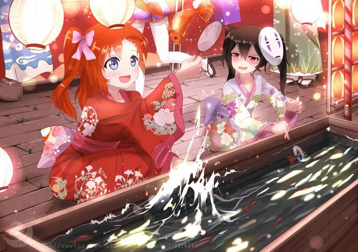 Honoka Kousaka and Nico Yazawa from Love Live! crossover with Spirited Away
