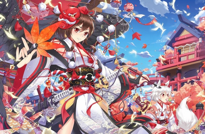 Shameimaru Aya and Inubashiri Momiji from Touhou Project
