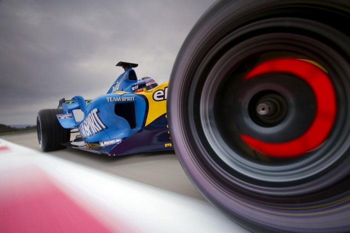 Renault F1 Team car on a race track