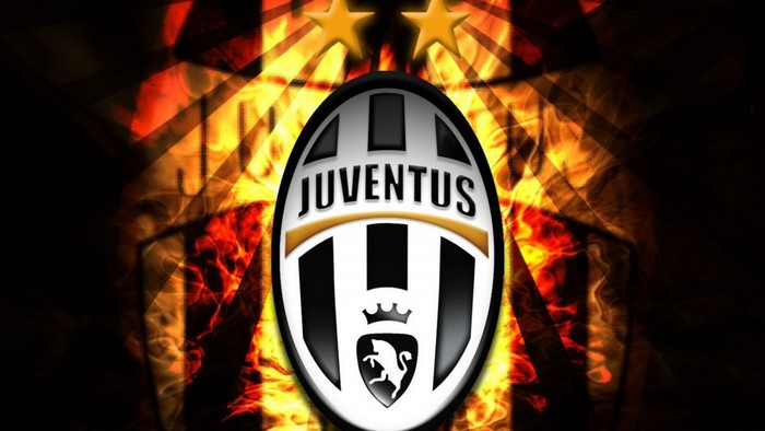 Juventus logo with fiery background