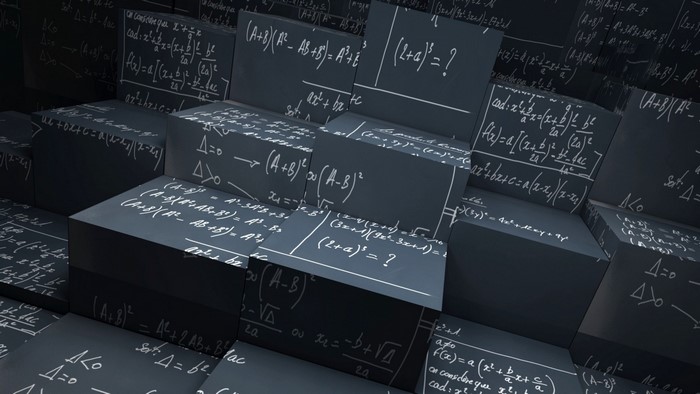 Abstract cubes with mathematical formulas