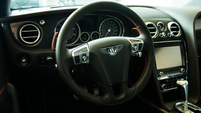 Bentley Continental GT car interior with steering wheel