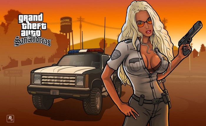 Grand Theft Auto San Andreas Police Woman Illustration