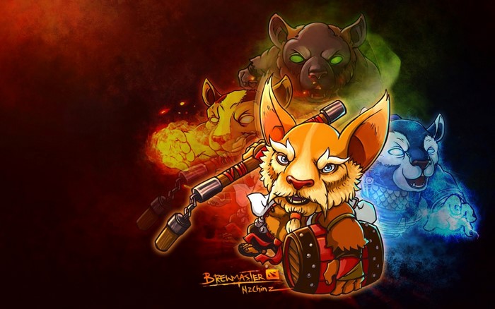 Brewmaster from Dota 2 with elemental spirits