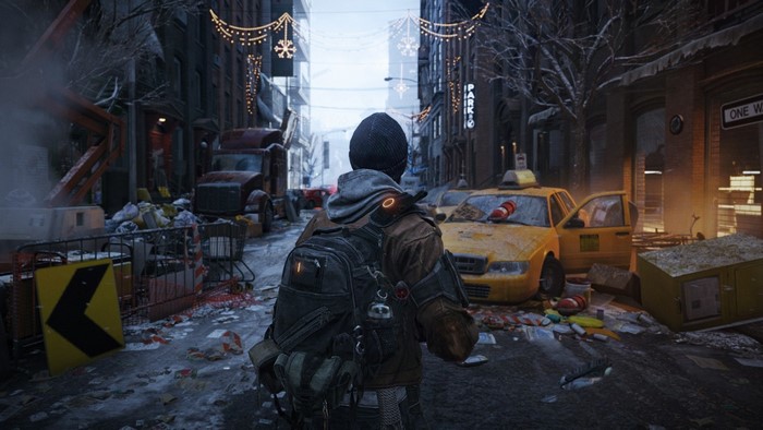 Man in apocalyptic city street in Tom Clancy's The Division