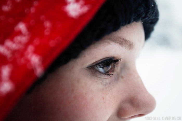 Close up of a woman's eye and face