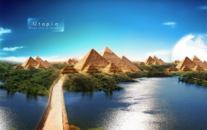 Utopia Green City of Pyramids Landscape
