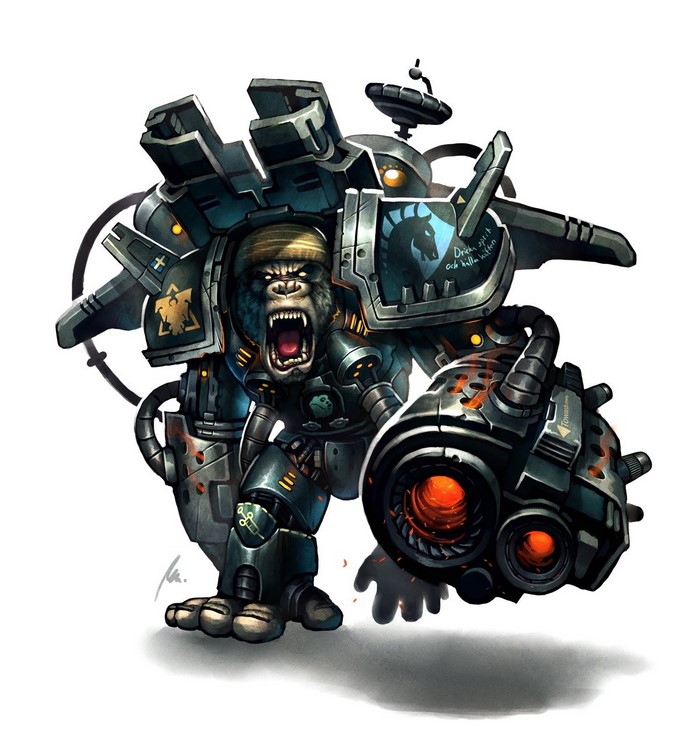 Gorilla in Starcraft II Mech Suit
