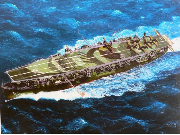 Japanese aircraft carrier in the ocean