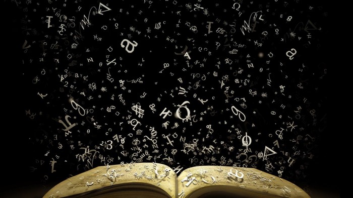 Open book with letters flying out