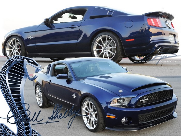 Blue Shelby Mustang GT500 with Cobra Emblem