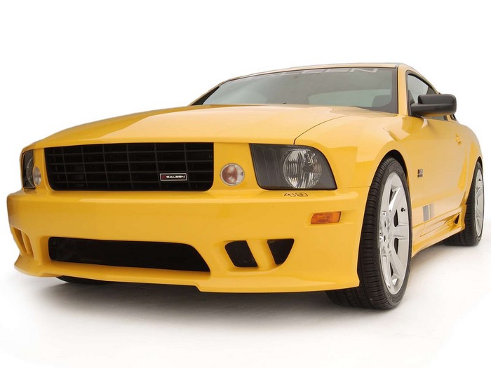 Yellow Saleen Mustang car front view
